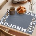 thumbnail image 3 of White Letters Placemats Set of 8 Modern Minimalist Style Sky Grey Place Mats Indoor Wipeable Table Mats Washable Cloth Dining Table Placemats for Kitchen Holiday Party Home Decor 13x19 Inch, 3 of 9