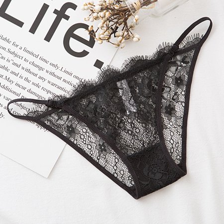 

Underwear for Women Plus Size Women Plus Size Lace Hollow Bowknot Low Waist Briefs Panties Underwear Black