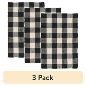 Mainstays 24 x 36 in Black & White Plaid Indoor/Outdoor Rug