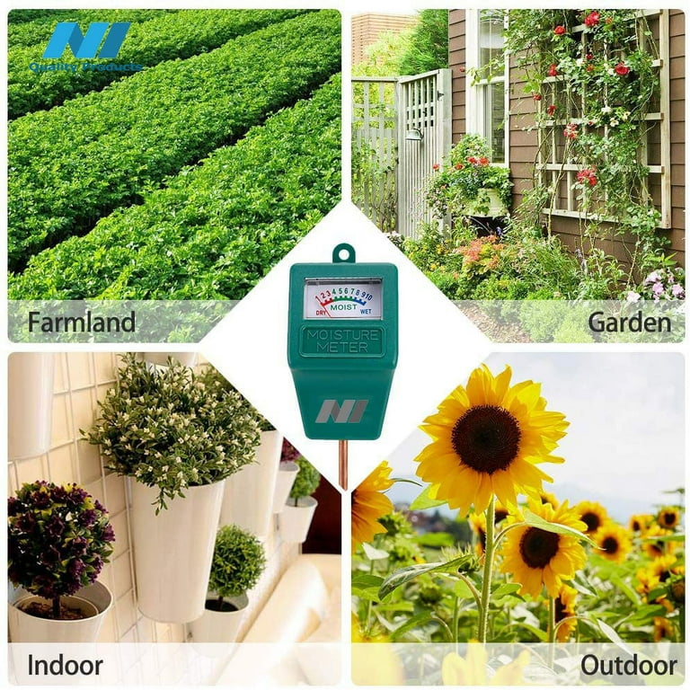 Soil Moisture Meter, Plant Moisture Monitor for Garden, Lawn, Farm, Indoor and Outdoor, Green, No Battery Required