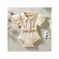 thumbnail image 2 of TSEXIEFOOFU Baby Romper, Solid Color Turn-Down Collar Fly Sleeve Bodysuit with Waist Belt for Summer, 0-24 Months, 2 of 9
