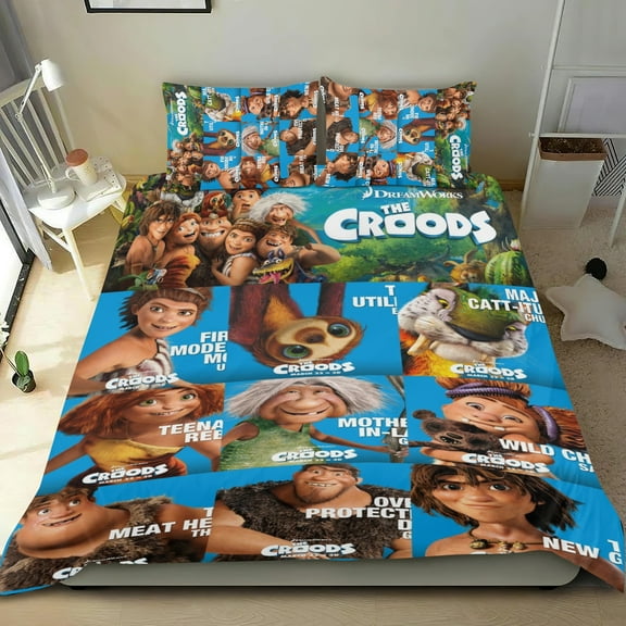 3 Piece Bedding Set For The Croods Comforter Cover Set Cute Duvet Cover Sets Super Soft Teens Bedding Set Kids Bedroom Gifts,ses Twin