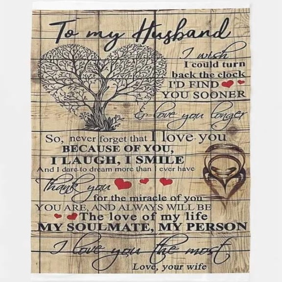To My Husband Because Of You I Laugh I Smile Family Decoration Fleece Blanket Husband From Wife Home Decor, 30x40in Fleece Blanket