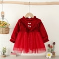 thumbnail image 2 of Hfolob Robes d'Été pour Filles Enfants Manches Longues Nœud Volants Velours Danse Robe Décontractée 6-12 Mois, 2 of 8