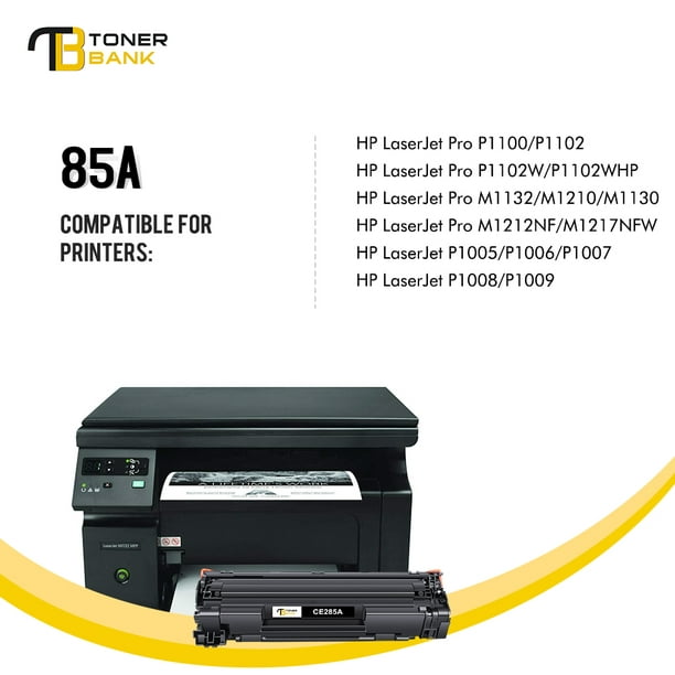 Toner Bank Compatible 85A Toner Cartridge for HP CE285A 85A LaserJet Pro P1102W Pro M1212NF Pro M1132 M1210 M1130 M1212NF M1217NFW Printer Replacement Ink (Black, 1-Pack) - Walmart.com
