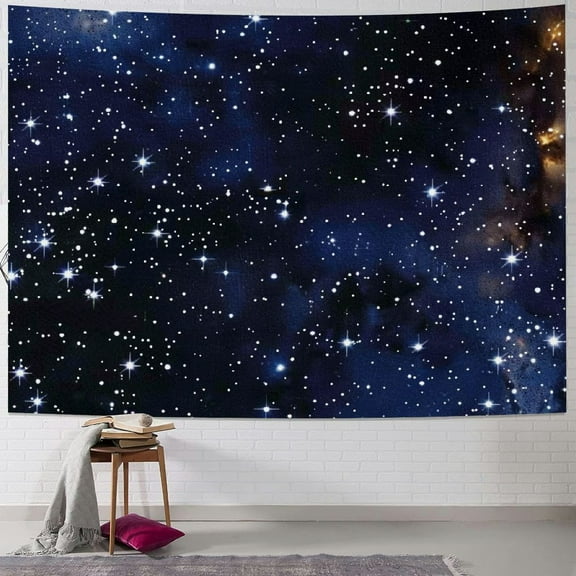 PRATYUS Night Sky Stars Tapestry Wall Hanging, Dark Blue Galaxy Universe Space Room Wall Art Tapestries, Starry Sky Cosmic Fantasy Abstract Wall Tapestry for Bedroom Livingroom Office Painting