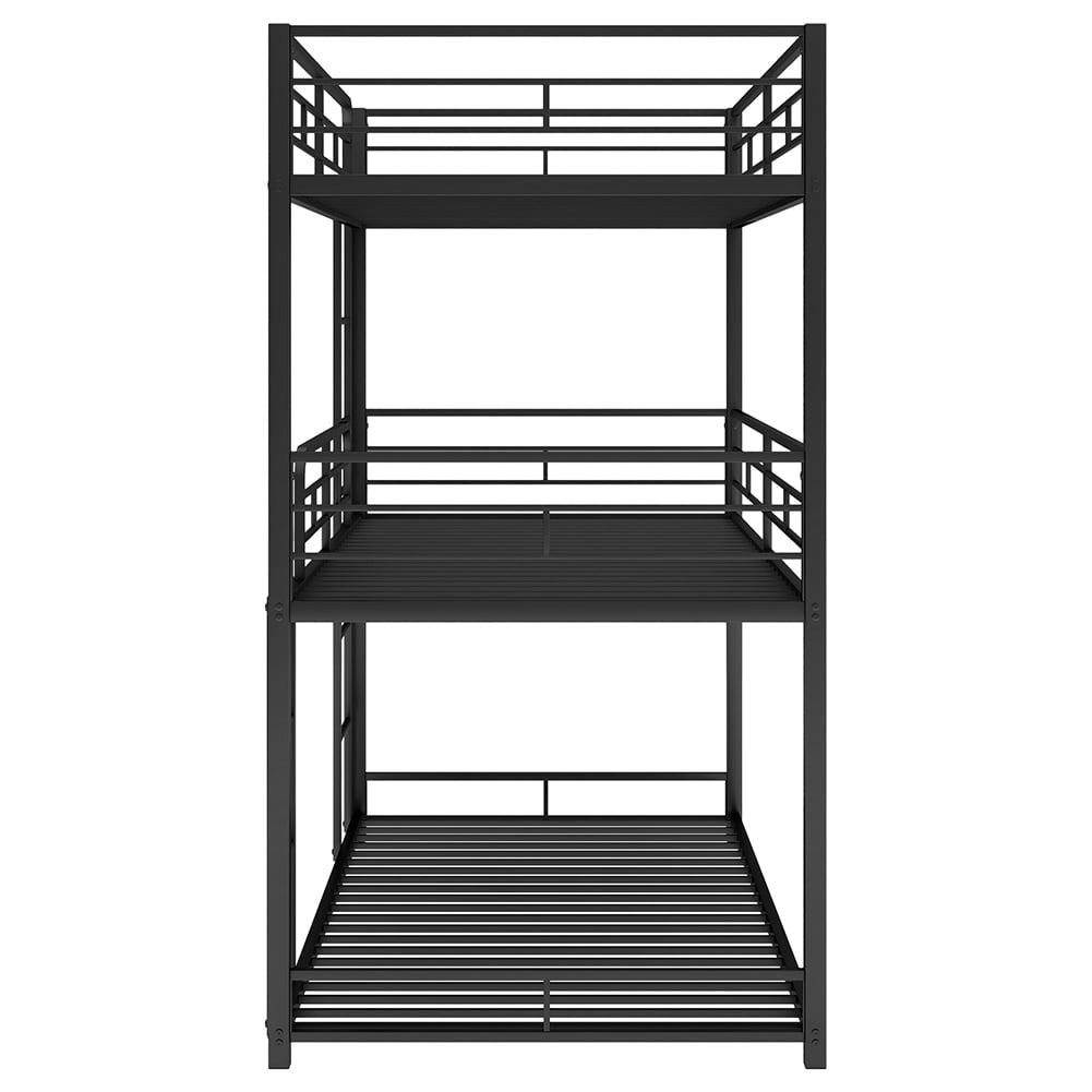 Kadyn Metal Triple Bunk Bed, Twin Over Twin Over Twin Bunk Bed, Heavy Duty Steel Frame, Black Kadyn Metal Triple Bunk Bed, Twin Over Twin Over Twin Bunk Bed, Heavy Duty Steel Frame, Black