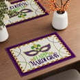 thumbnail image 3 of Happy Mardi Gras Fleur De Lis Iris Masquerade Mask Beads Cloth Placemats Set of 4 Table Mats Table Decorations 12x18 Inch, 3 of 5