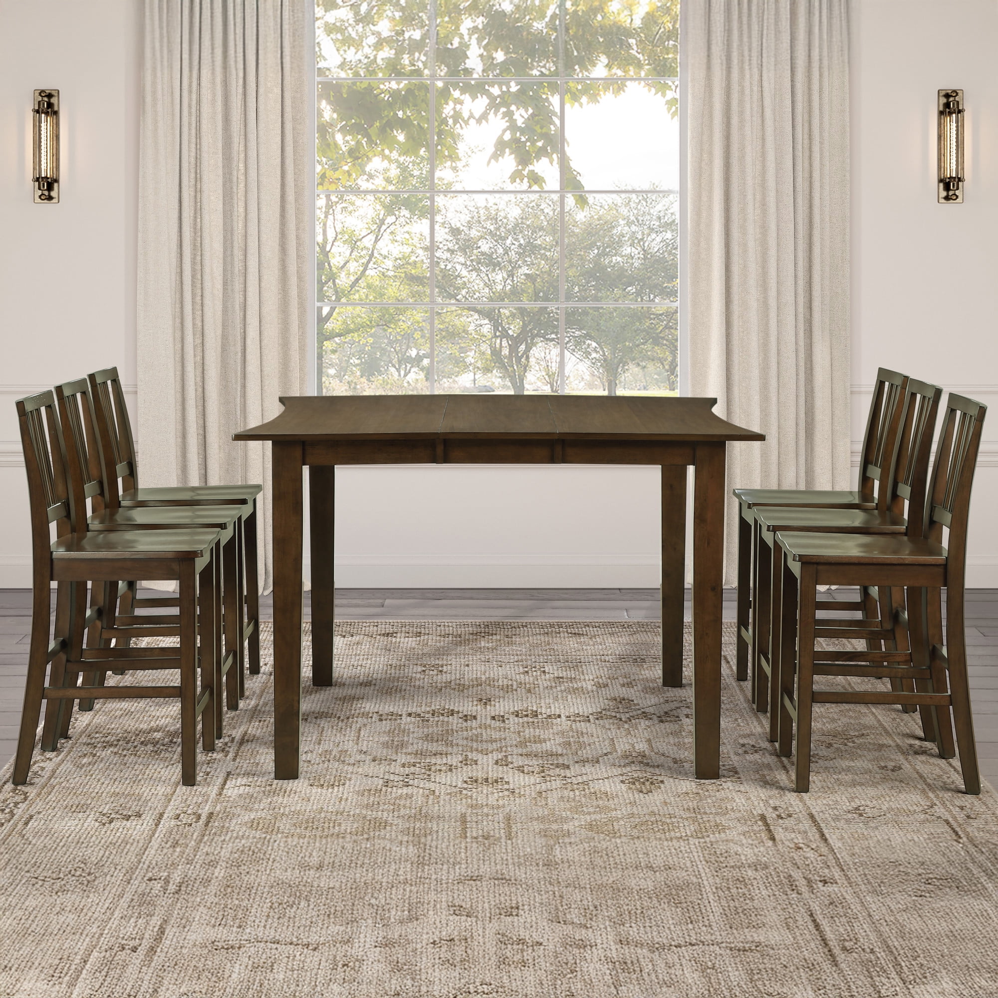 Steve Silver Joplin Transitional Walnut Set of 2 Dining Counter Chair