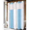 thumbnail image 4 of Sky Blue White No Hook Shower Curtain Waterproof, Bathroom Curtains with Snap in Liners and See Through Top Window, Gradient Vertical Stripes Minimalist Hotel Style Bathtub Curtains Shower 48"Wx72"L, 4 of 8
