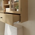 thumbnail image 5 of Bathroom Arched Wall Cabinet Over The Toilet Storage Cabinet, Bathroom Cabinet Wall Mount with Glass Doors, Wood Cabinet for Laundry Room, Bedroom Kitchen, Natural, 5 of 10