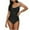 Black, variant on Uaswgudfs Womens Square Neck White Trim Ruching Detail High-Waisted One-Piece Swimsuit Bathing Suit with Flattering Silhouette Black L