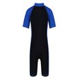 thumbnail image 2 of YiZYiF Kids Girls One-piece Swimsuit Swimwear Short Sleeve Zipper Rashguard Swimming Suit Blue&Black 5-6, 2 of 6