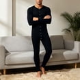 thumbnail image 6 of Xdegoge Mens Union Suit One Piece Pajamas Thermal Henley Sleepwear Button Down Long Johns Full Body Jumpsuit Casual Comfy Nightwear Loungewear Base Layer, 6 of 9