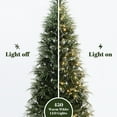thumbnail image 5 of LuxenHome 7.5Ft Pre-Lit Green and Flocked Slim Artificial Christmas Tree with Metal Stand, 5 of 9