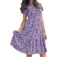 thumbnail image 4 of Langwyqu Summer Floral Print Square Neck Girls Chiffon Midi Dress For 5-14 Y, 4 of 5