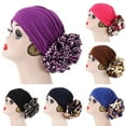 thumbnail image 2 of Turban Cap Leopard Cloth Flower Headgear Brimless Pure Color Scarf Hat for Spa, 2 of 10