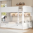 thumbnail image 2 of Euroco Wood Full XL over Full XL Bunk Bed with Storage Cabinets, LED Light and Drawers, White, 2 of 12