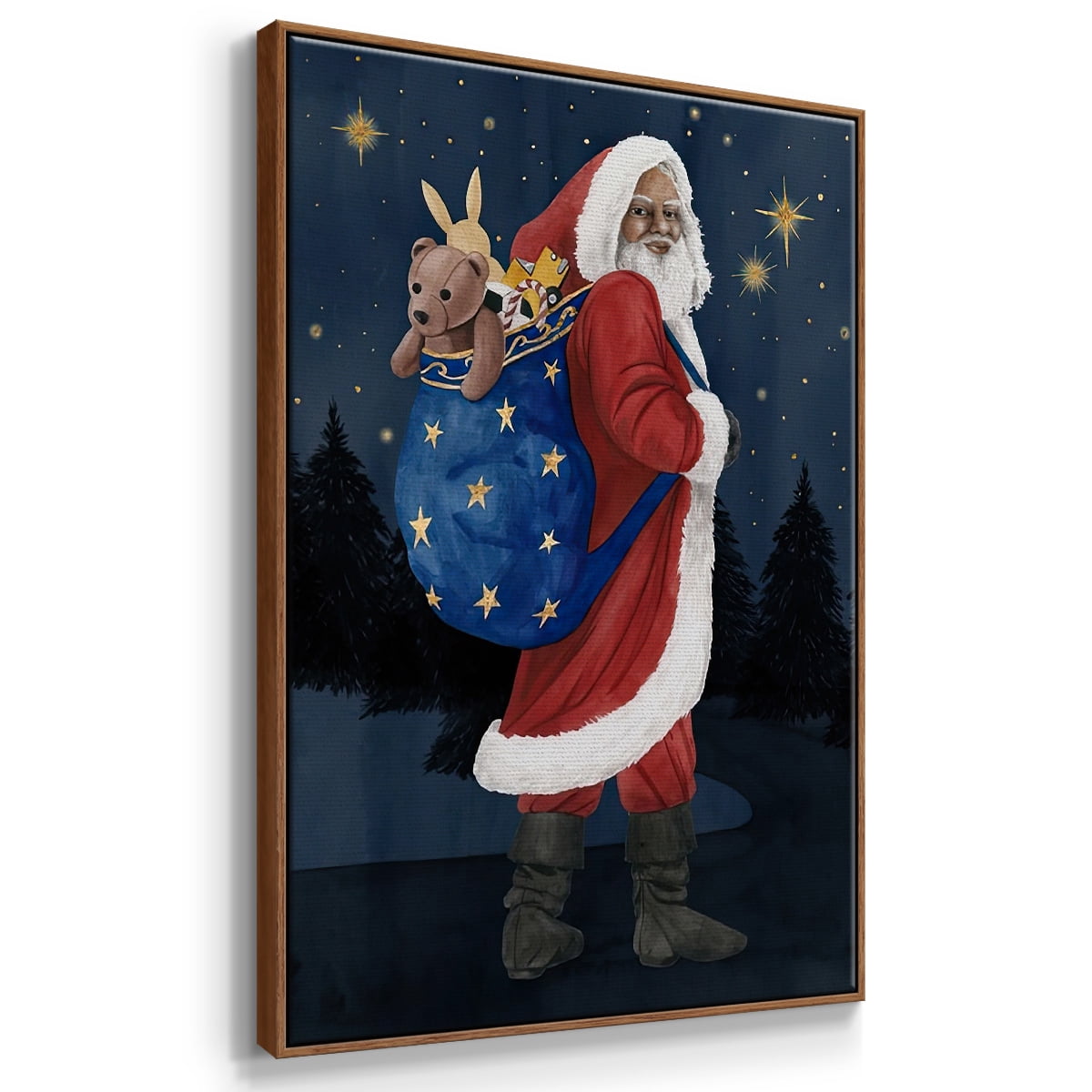 Celestial Christmas Collection B - Framed Gallery Wrapped Holiday Canvas - 17 x 25 - Rosewood Frame