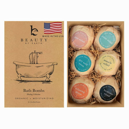 Bath Bombs Gift Set; Organic and Natural Large and Luxurious Vegan Fizzies, Lush Fragrant Essential Oils, Surprise Gift for Men, Women and Kids; Best Relaxing Epsom Salt Luxury Spa Soak (6 Pack
