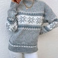 thumbnail image 4 of SWSMCLT Women's Long Sleeve Sweater Knit Christmas Pullover Sweaters Cute Chunky Warm Printed Winter Drop Shoulder Grey Small, 4 of 4