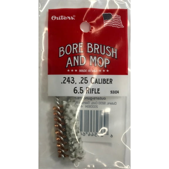 Outers® Phosphor Bronze Brush & Mop Combo for 6.5 Rifle, 0.243 & 0.25 Cal, 93104PDQ