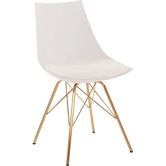 LL Oakley Mid-Century Modern Bucket Chair, Faux Leather,White