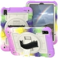 thumbnail image 4 of Rugged Shockproof Case for Apple iPad Mini 6th 7th Generation 8.3" 2021/2024, Three Layers Heavy Duty  Protective Bumper Kickstand Shoulder Strap Kids Friendly Drop Proof Case for Girls Boys,Lavender, 4 of 12
