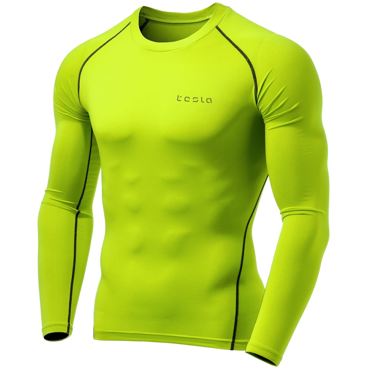 Tesla MUD01 Cool Dry Long Sleeve Compression Shirt Neon Yellow/Dark