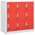 thumbnail image 1 of vidaXL Locker Cabinet Light Grey and Red 90x45x92.5 cm Steel, 1 of 5