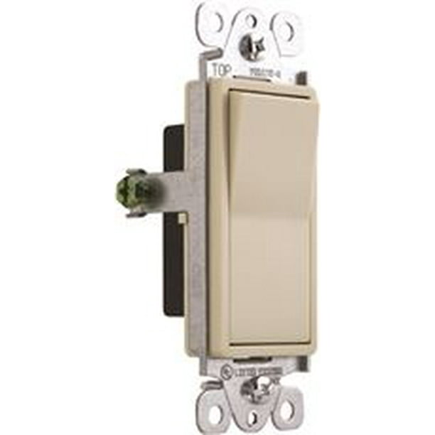 DECORATIVE ROCKER SWITCH, SINGLE POLE, 120277 VOLTS, 15 AMP, IVORY per 25 Each