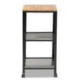 thumbnail image 3 of Bowery Hill Farmhouse Black Metal and Oak Finished Wood Kitchen Serving Cart, 3 of 8