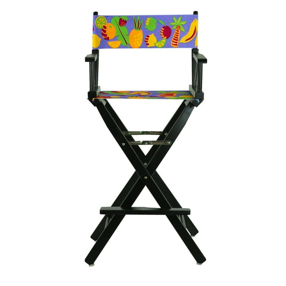 30" Director's Chair Black Frame-Calypso Fruit