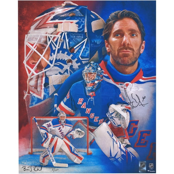 Henrik Lundqvist New York Rangers Autographed 16" x 20" Photo Print - Created and Signed by Artist Brian Konnick - Limited Edition of 130 - Fanatics Authentic Certified
