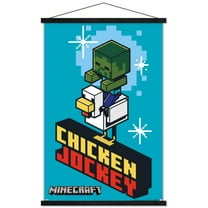 Minecraft - Chicken Jockey Wall Poster with Magnetic Frame, 22.375" x 34"