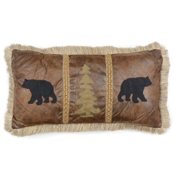 Black Forest Décor Summit Trail Bear Pillow – Rustic Lodge Accent Pillow, 26" x 14"