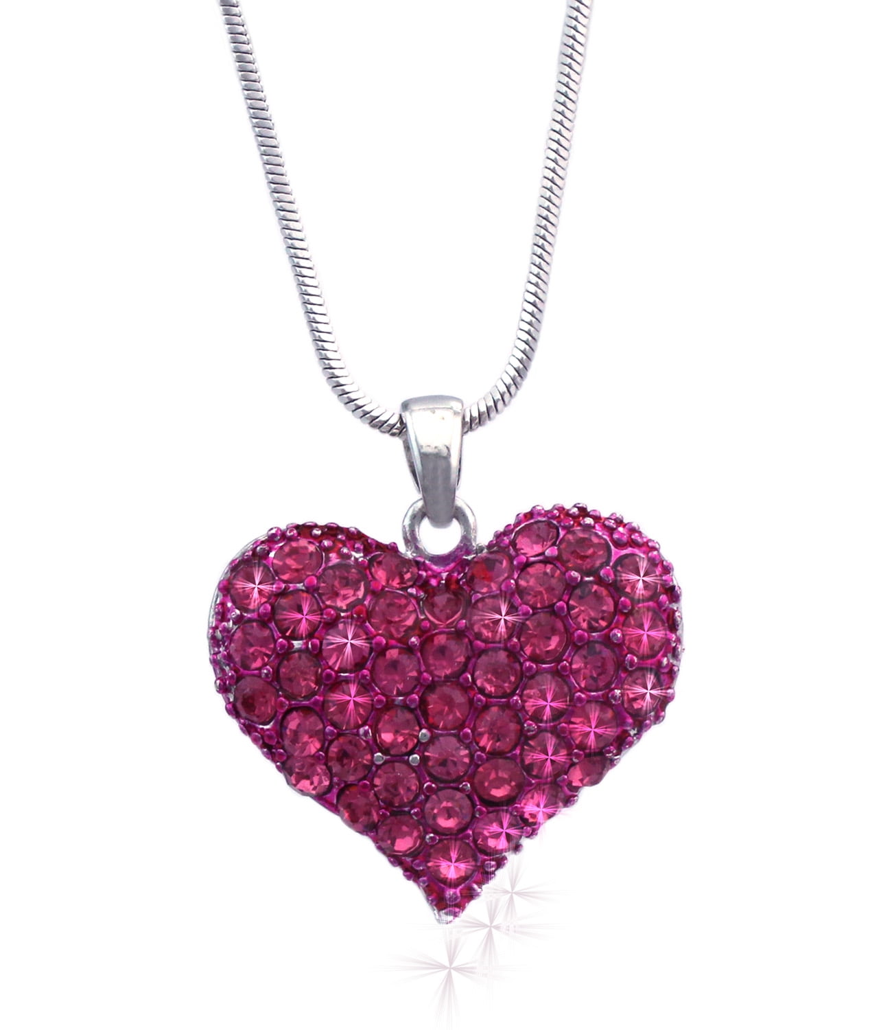 cocojewelry Small Heart Crystal Pave Pendant Necklace Valentine's Day ...