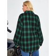 thumbnail image 6 of Zeagoo Womens Plus Size Flannel Plaid Shirt Roll Up Long Sleeve Mid-Long Button Down Shirts Casual Boyfriend Tops, 6 of 6