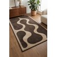 Cream Shape Rug Hand-Tufted Wool Abstract Organic Shape Brown and Cream Area Rug for ...
