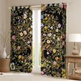 thumbnail image 2 of Homewish Vintage Tree Of Life Kitchen Curtains,Romantic Floral Black Out Curtains Pack of 2 (42x63 Each),Black Green, 2 of 6