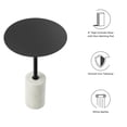 thumbnail image 3 of Modway Lyric Round Marble & Iron Side Table with Cylinder Base in White/Black, 3 of 10