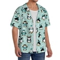 thumbnail image 2 of Yiaed Winter Skiing Penguin Print Mens Casual Wrinkle Free Shirts Short Sleeve Button Down Summer Stretch Dress Shirt-Large, 2 of 5