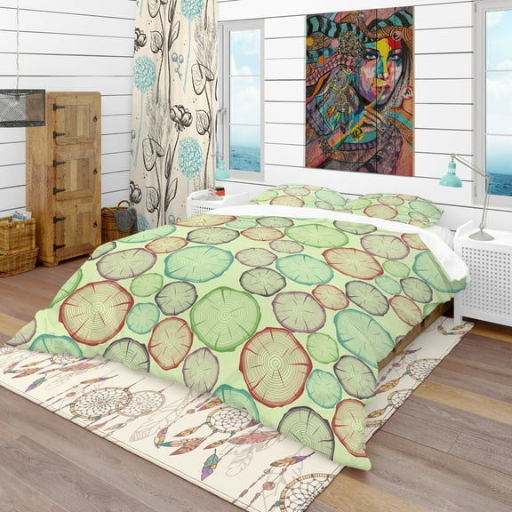 Designart 'Pattern with Tree Rings' Bohemian & Eclectic Duvet Cover Set
