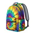 thumbnail image 2 of Green and Yellow Tie Dye Pattern Backpack for School, Cute School Bag with Adjustable Shoulder Straps and Padded Back, 15.3"x11"x7.1", 2 of 3