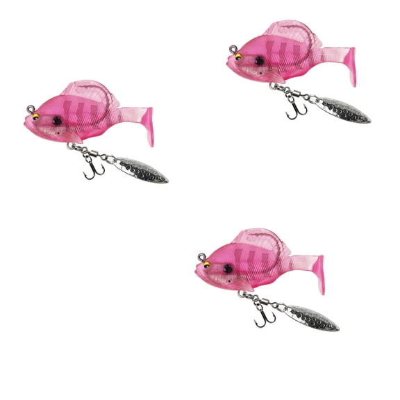 3Pcs Flash Spin Bait Soft Lure, Paddle Tail Swimbaits Fishing Lures, Pre-Rigged Soft Bait With Spinner Blades & 3d Eyes, Weedless Hidden Hook for Bass Trout, Freshwater Saltwater Gear, A