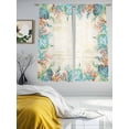 thumbnail image 4 of Summer Starfish Coral Sheer Curtains 63 Inch Long 2 Panels, Watercolor Seaweed Ocean Retro Light Filtering Rod Pocket Curtains, Sheer Voile Drapes for Living Room Bedroom, 52"x63", 4 of 8