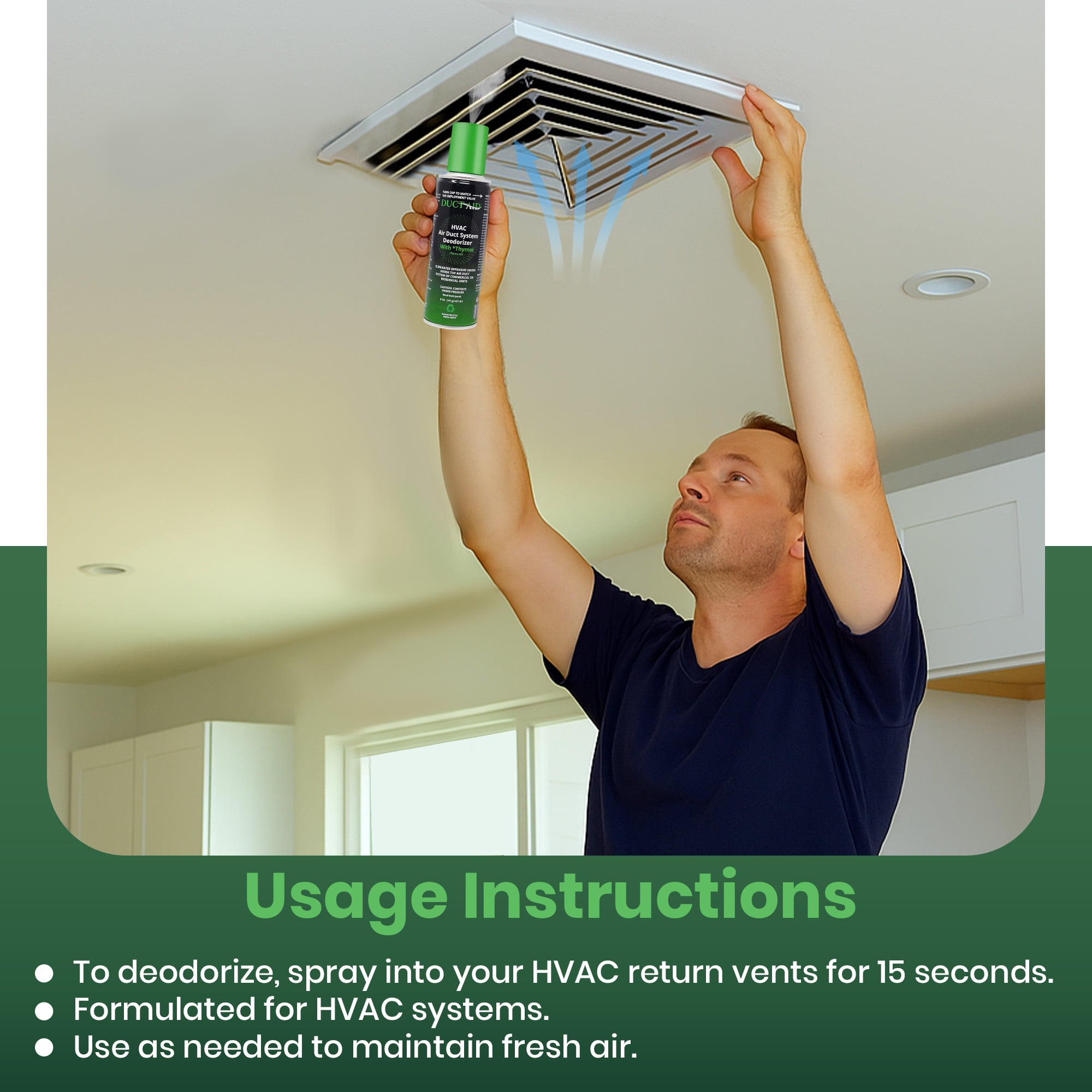 Duct Aid HVAC Air Freshner Deoderizer Mold Treatment Fogger Odor Remover Treatment for Car and Home with Thymol Concentrate -Thyme