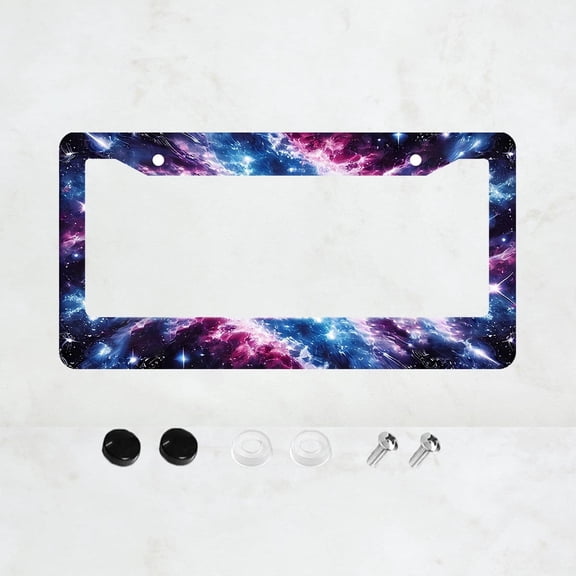 Starry Sky License Plate Prame Aluminum Rust-Proof Auto Parts License Plate Decorative Screws Fit Standard 2 Holes 1 U.S. License Plate, 12x 6 Inch