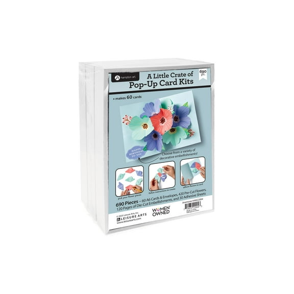 Hampton Art Little Crate Pop-Up Anemone Card Kit – DIY Card Making Kit for Adults, Handmade Greeting Cards, Paper Craft Supplies & Tools