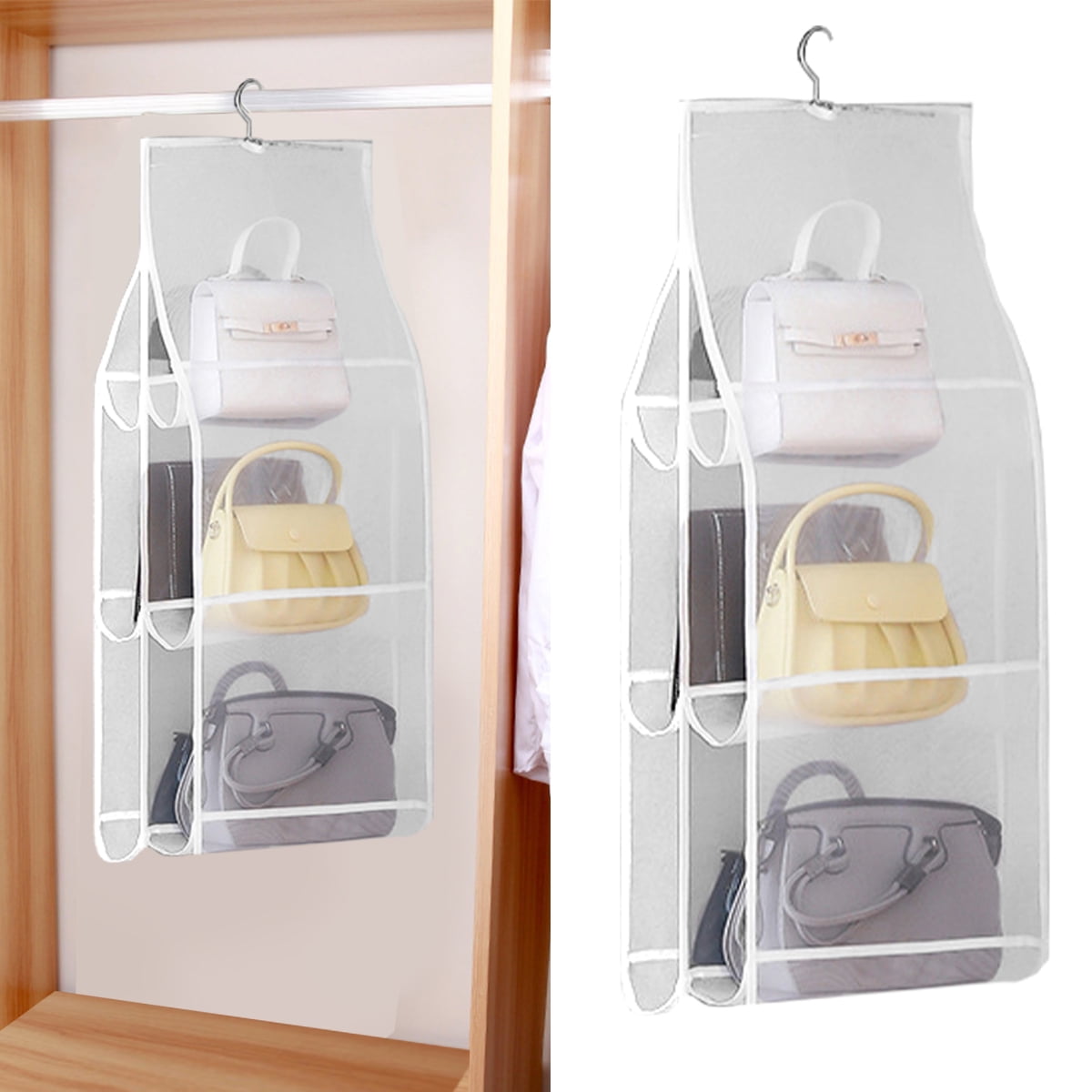 Umbra Stash Over the Rod Hanging Organizer Set of 2 Fabric organizer with Mesh Pockets for Scarves Gloves and other Accessories for Entryway Closet Mudroom and Closet Coat Room Grey 
